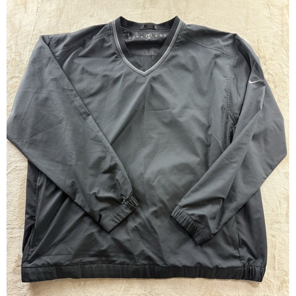 Nike Golf Men's V Neck Pullover Lightweight Windbreaker Jacket Black